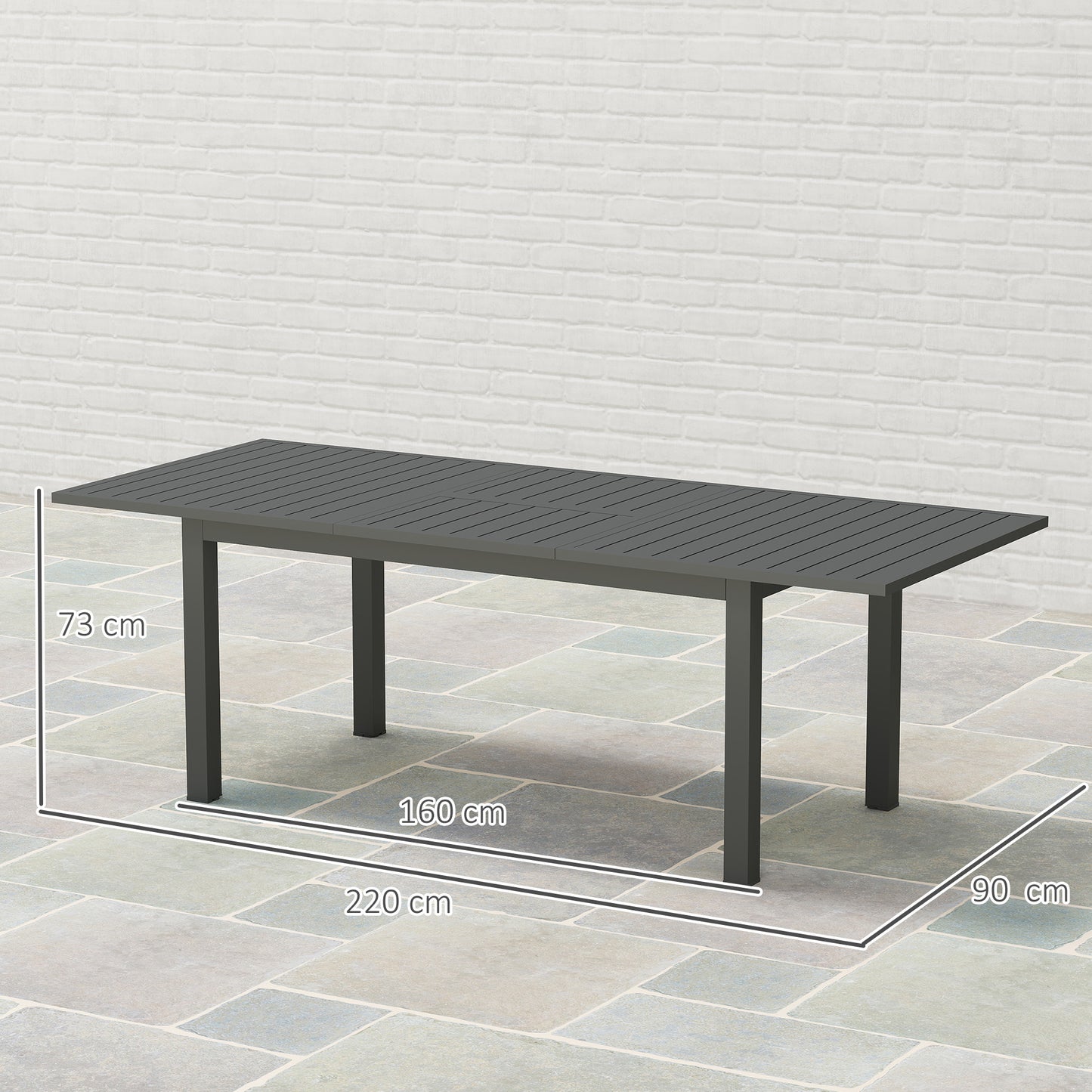 Aluminium Extending Garden Table with Slatted Top for 6-8 Person
