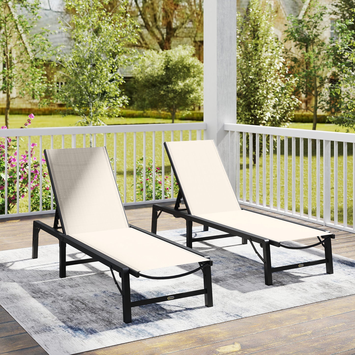 Folding Sun Lounger Set of 2