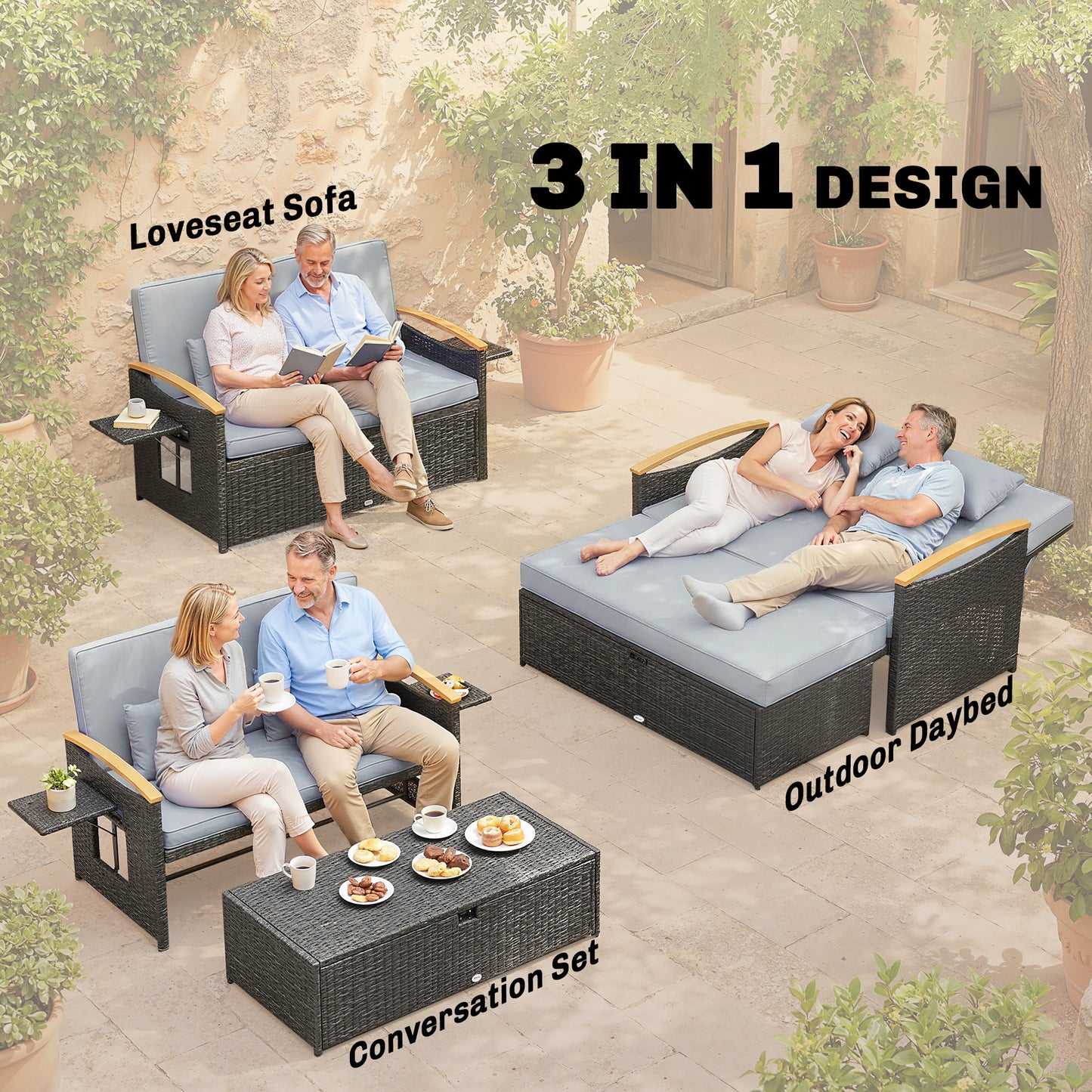 Double Garden Rattan Daybed