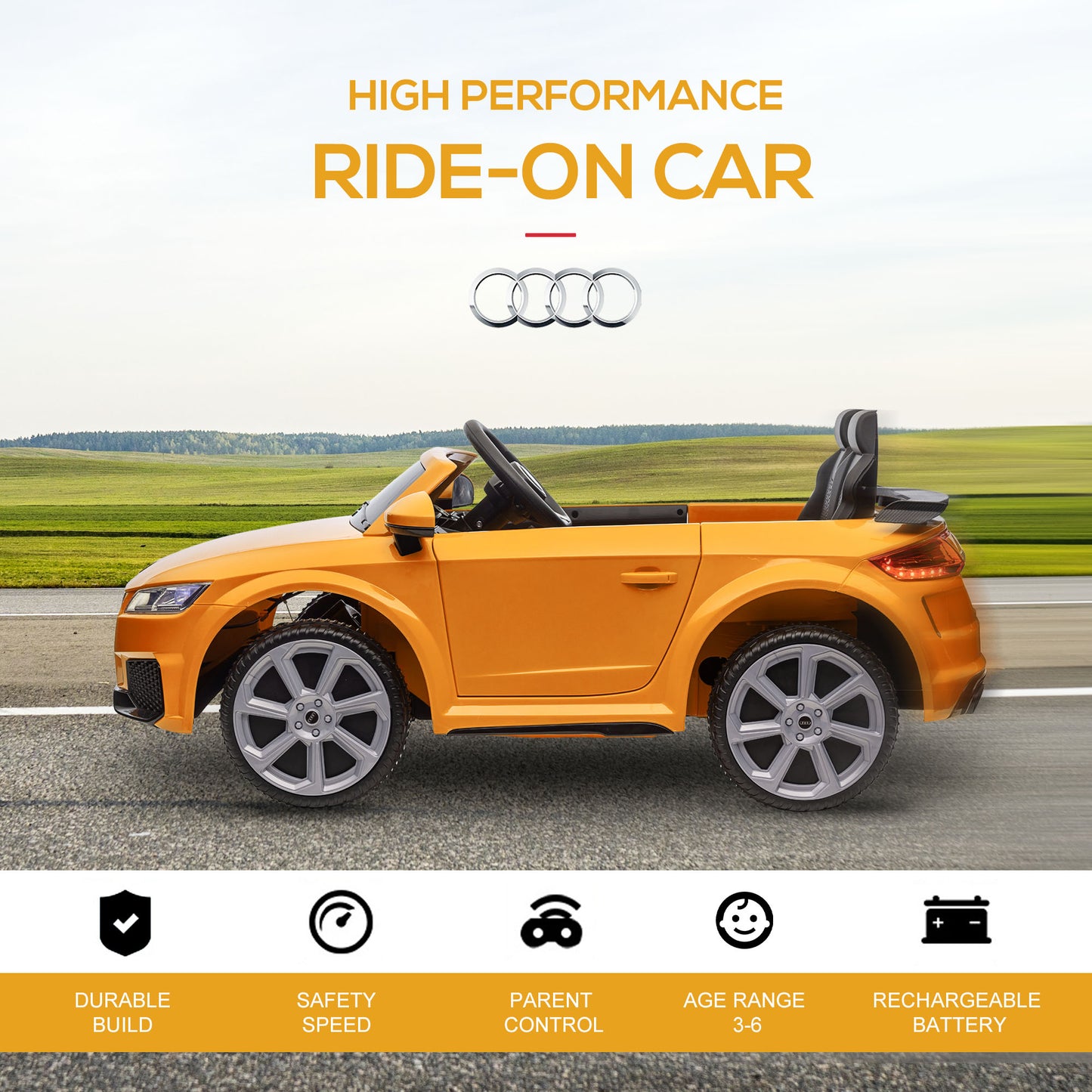 Kids Licensed Audi TT RS Ride-On Car 12V Battery w/ Remote