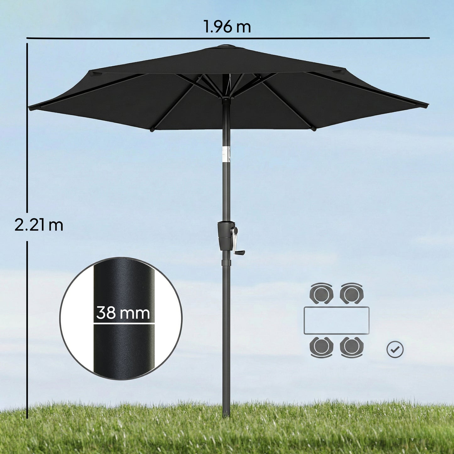 2m Garden Parasol Umbrella (1)