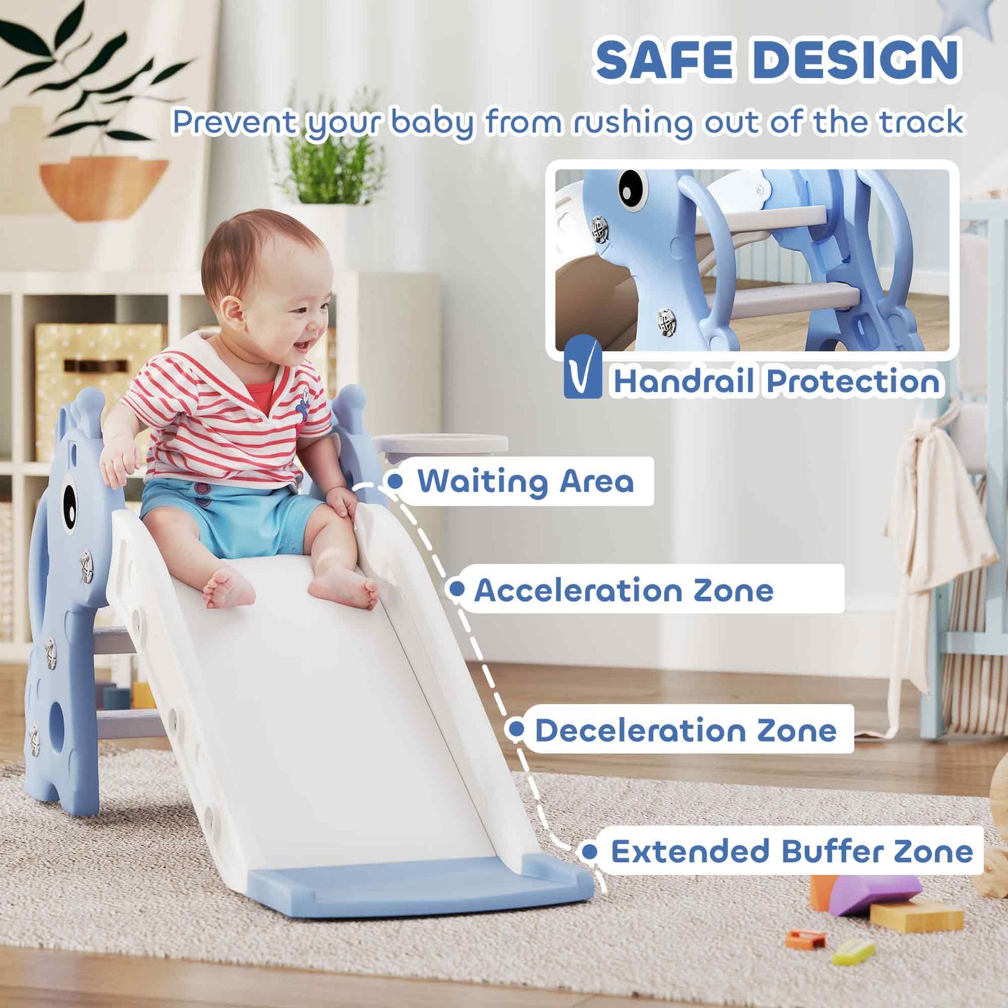 3 in 1 Kids Slide with Climber, Basketball Hoop and Ball