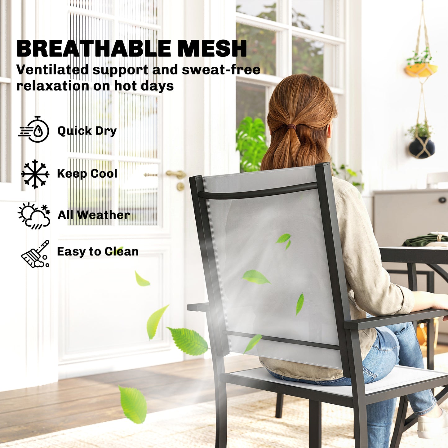 Garden Dining Set for 4 with Umbrella Hole