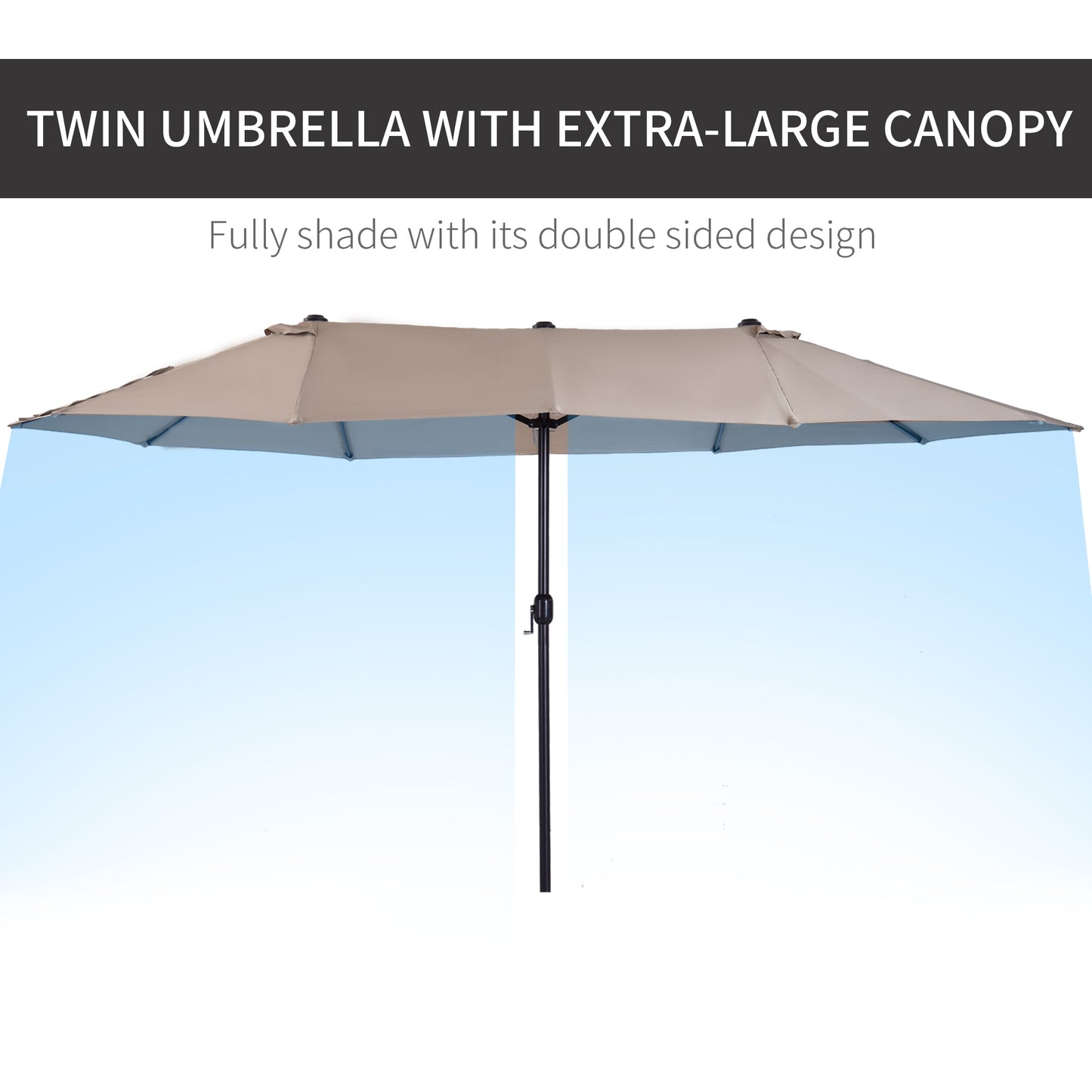 4.6m Double-Sided Patio Parasol Sun Umbrella