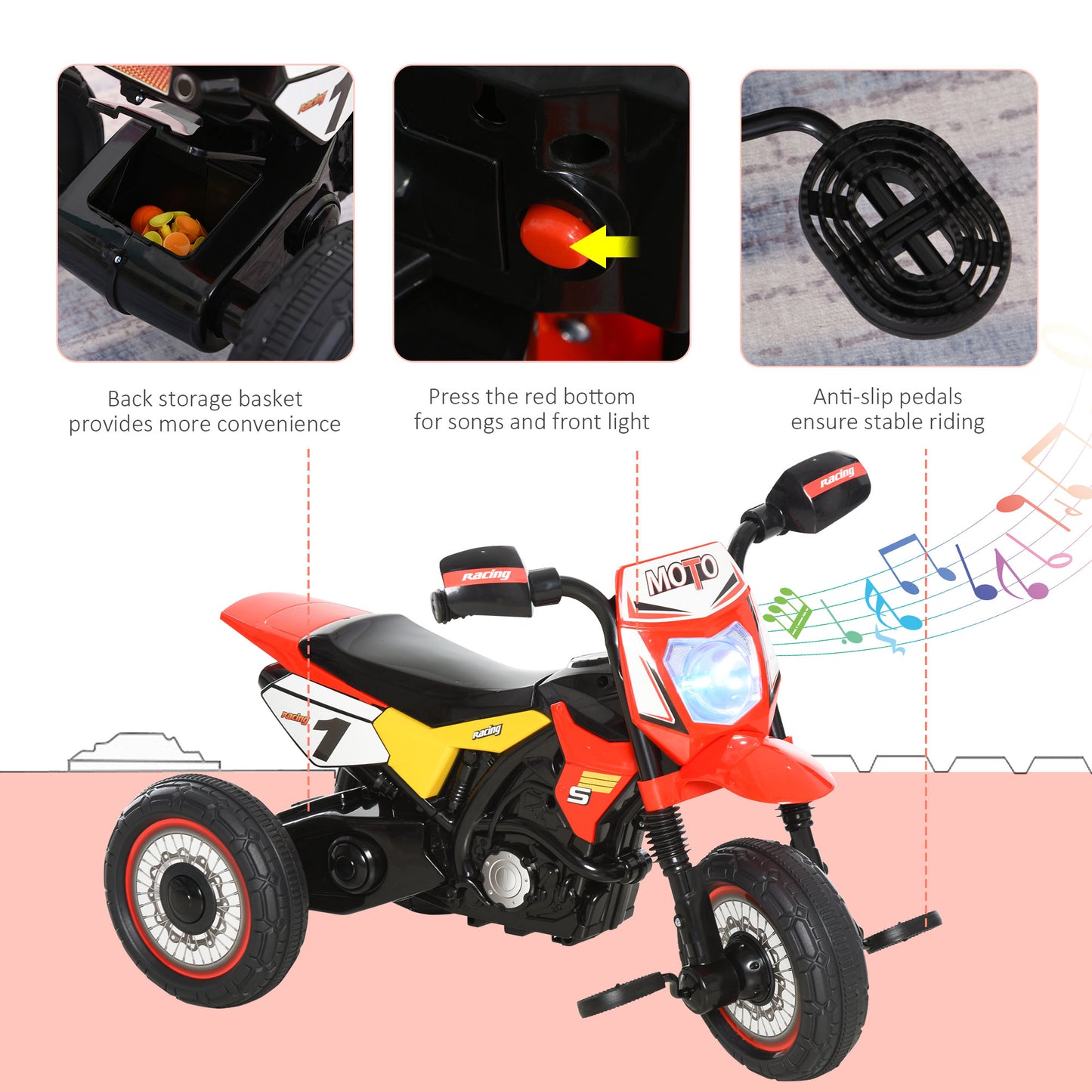 Trike for Kids, Toddler Pedal Motorcycle