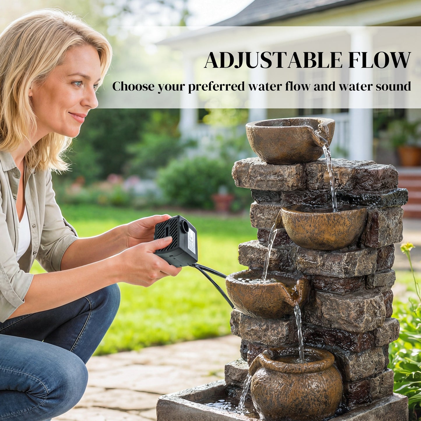 28" 5-Tier Outdoor Fountain