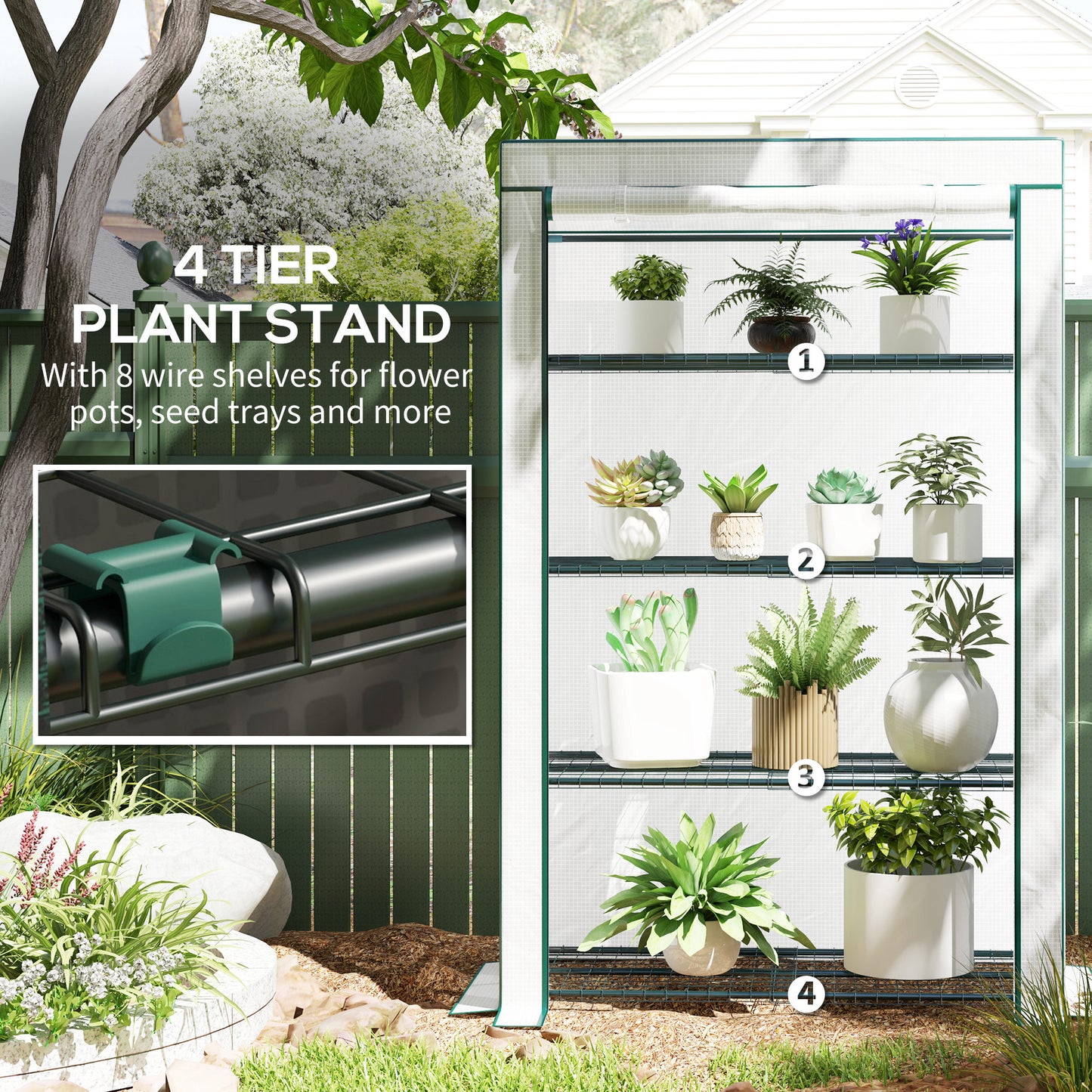 Four-Tier Mini Greenhouse - Green/White
