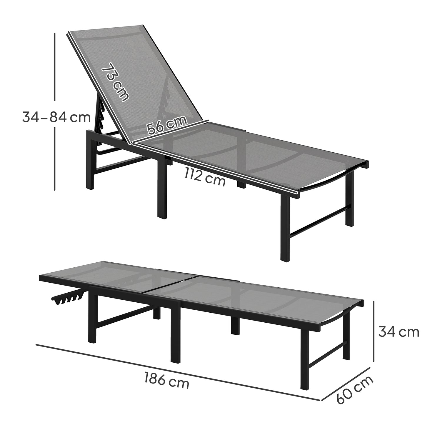 Set of Two Reclining Sun Loungers (1)