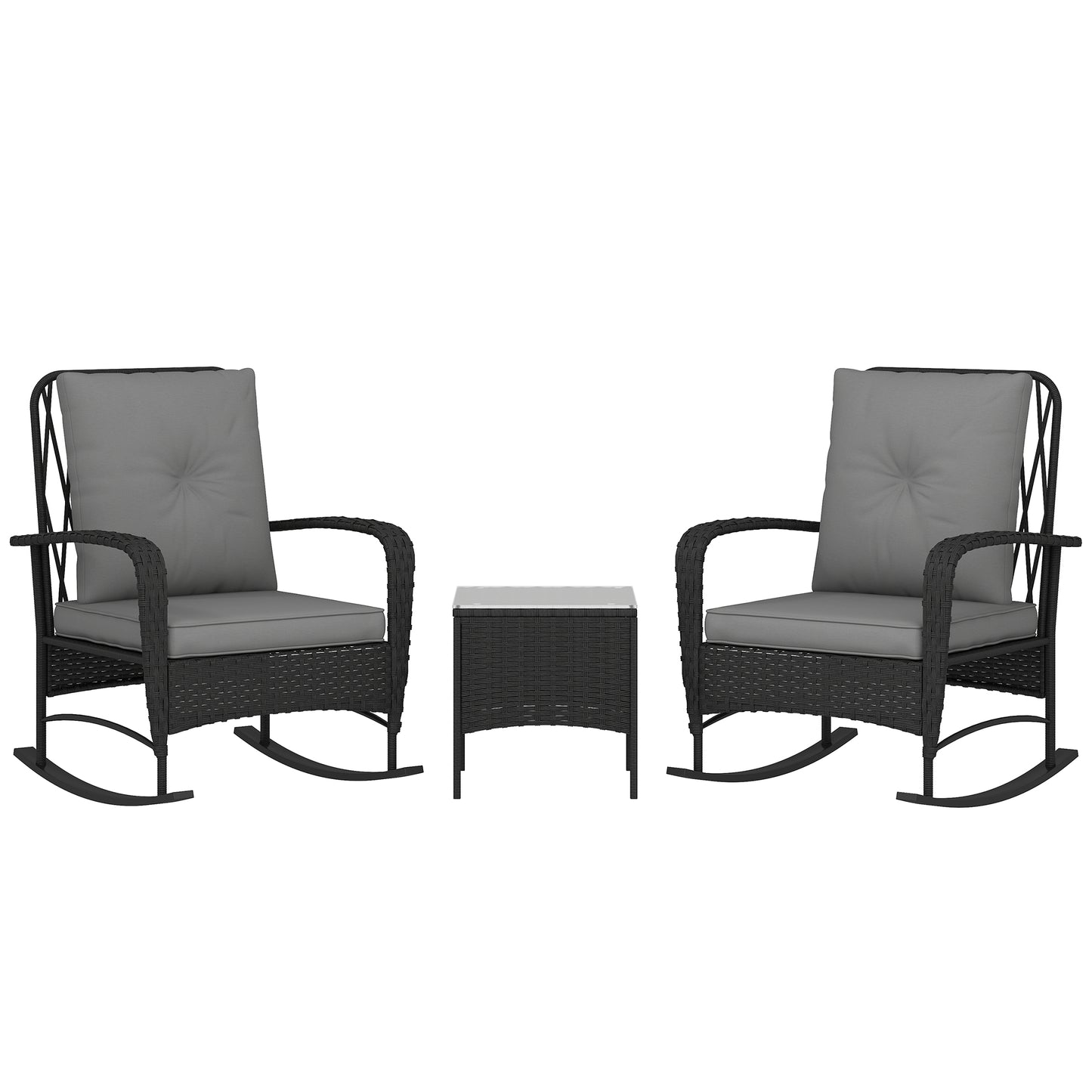 Three-Piece Rocking Chair Rattan Bistro Set