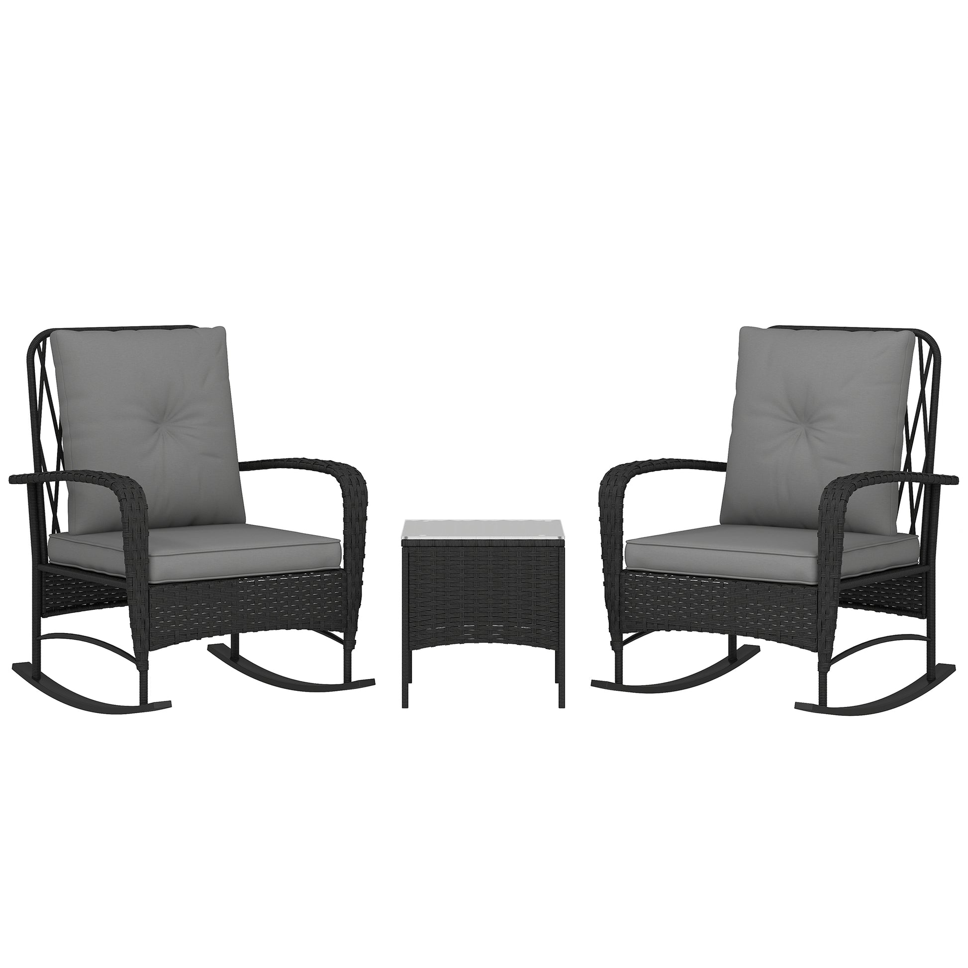 Three-Piece Rocking Chair Rattan Bistro Set