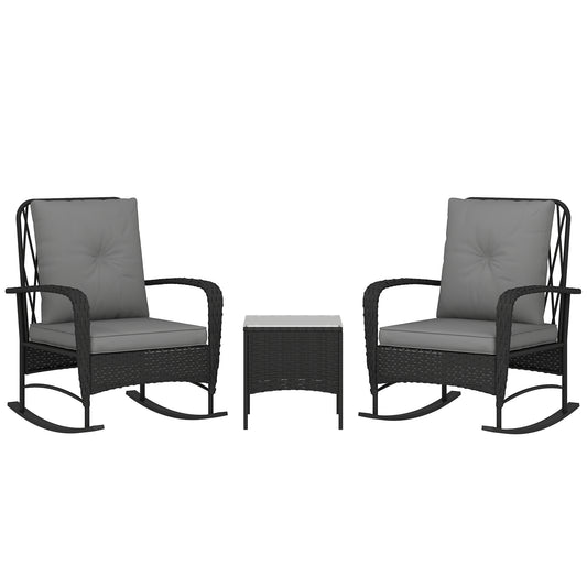 Three-Piece Rocking Chair Rattan Bistro Set