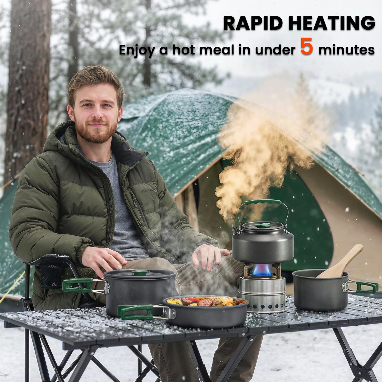 Camping Cookware Set for 4-5 People