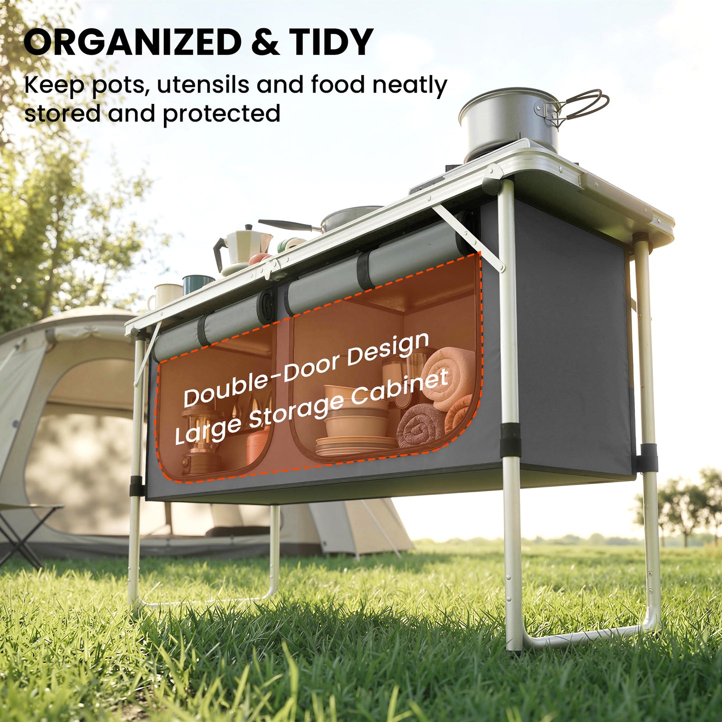 Camping Cupboards Folding Portable Aluminium Camp Cook Station