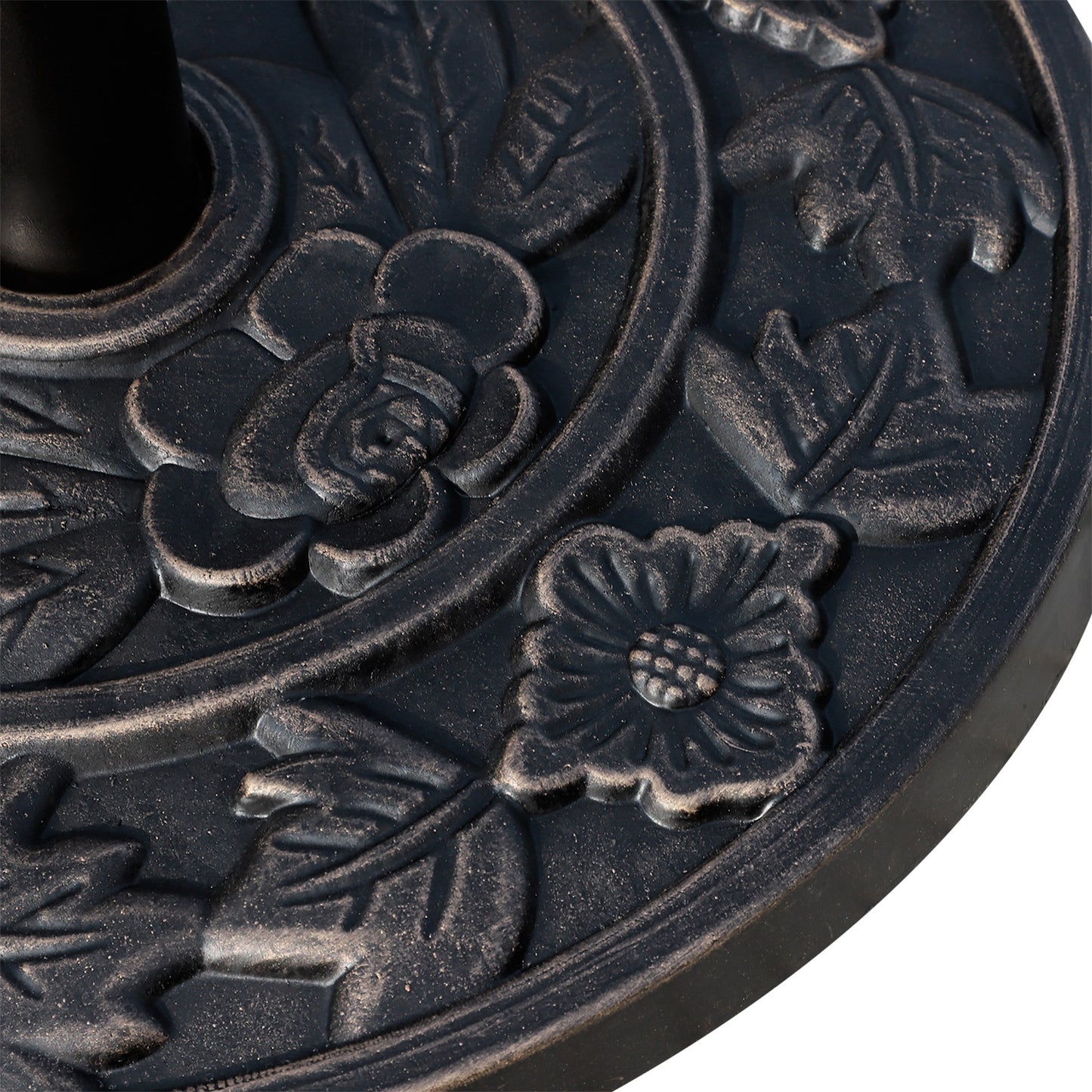 9kg Resin Parasol Base, Half Round Umbrella Stand with Floral Design