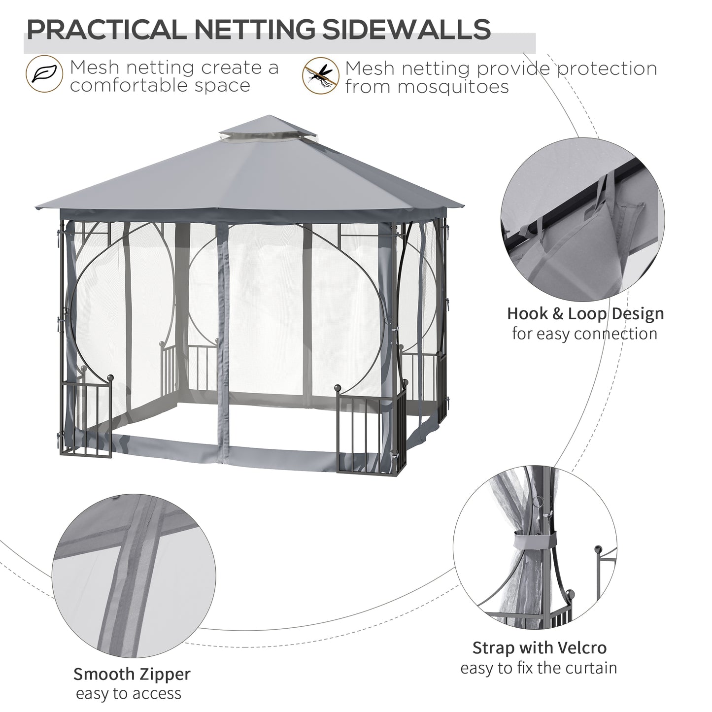 3 x 3(m) Garden Gazebo Patio Party Tent Shelter Outdoor Canopy