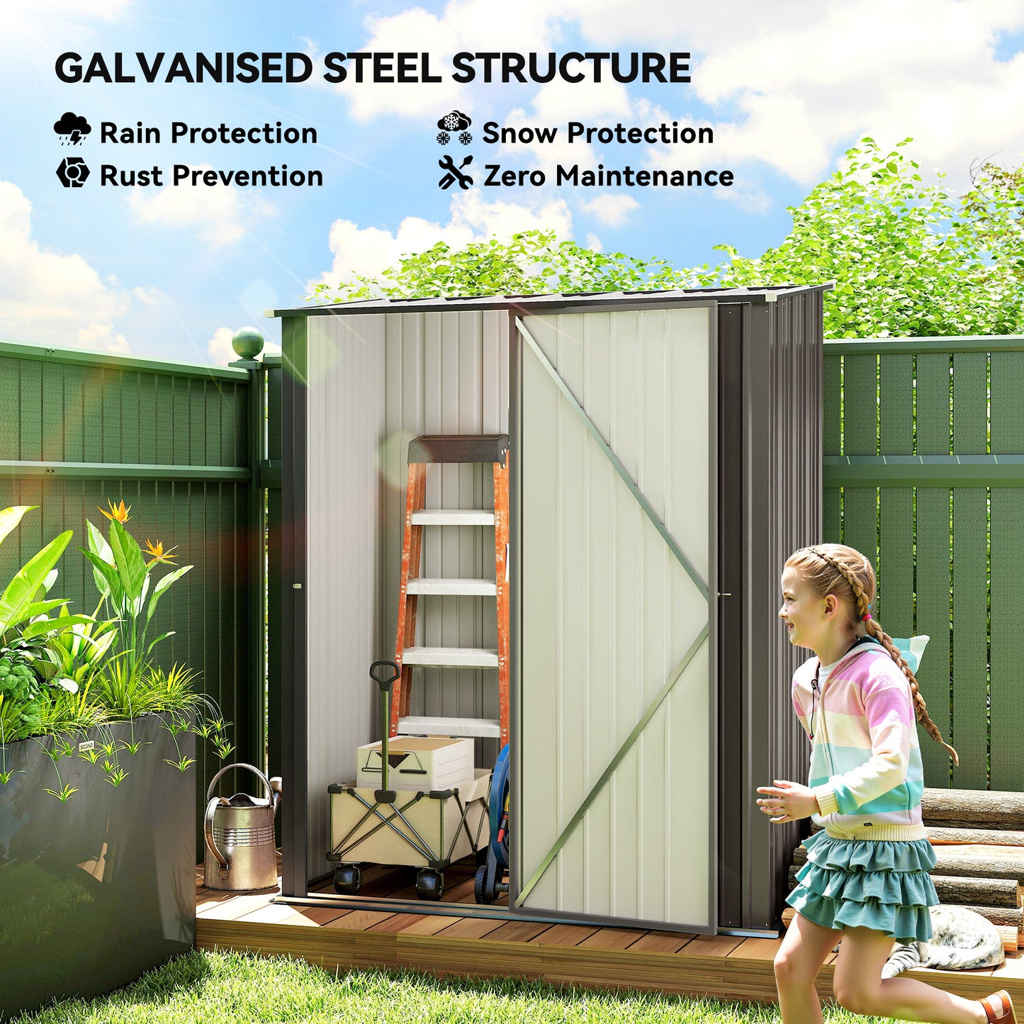 5.3 x 3.1ft Corrugated Steel Garden Shed