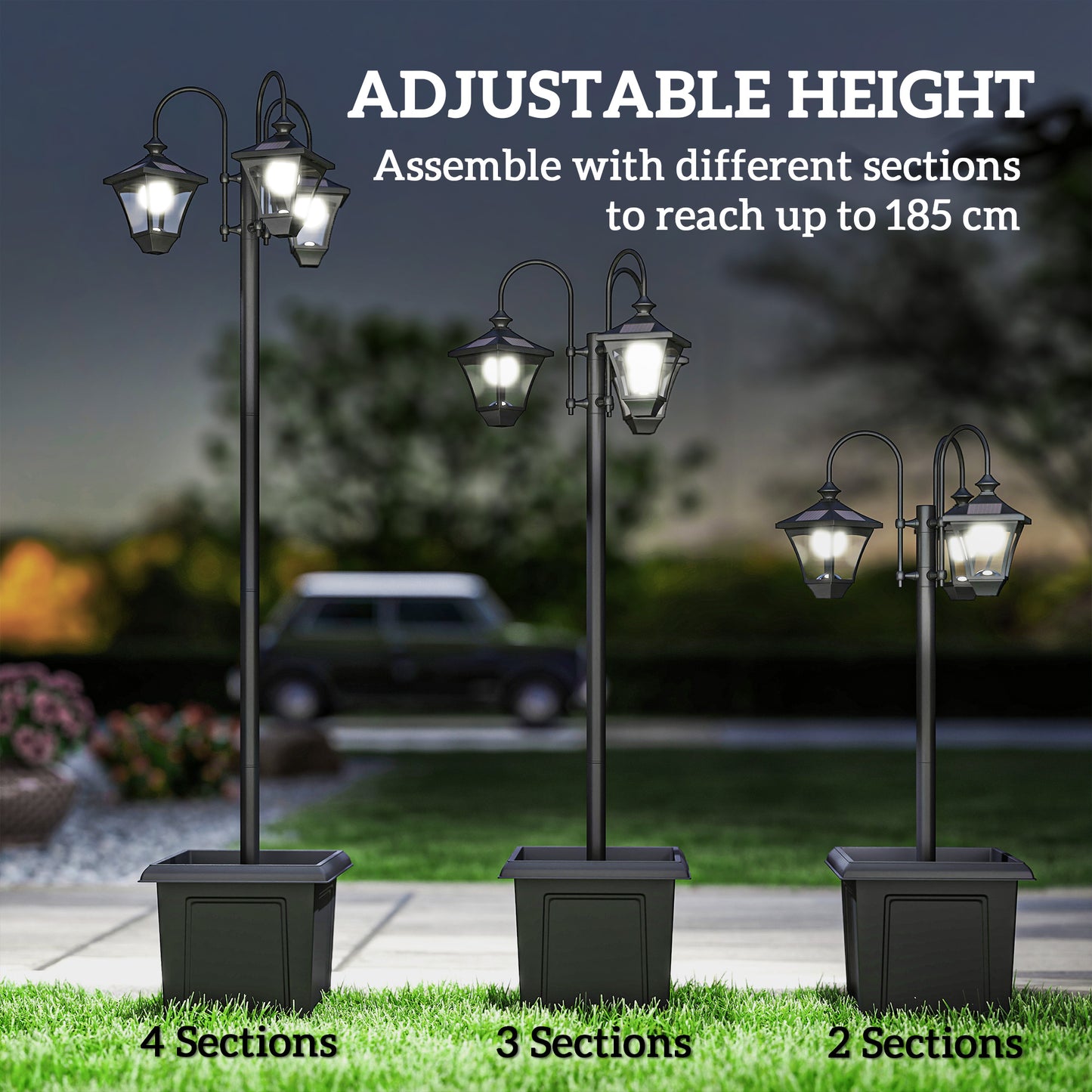 Solar Lamp Post with Dusk-to-Dawn Sensor Street Light