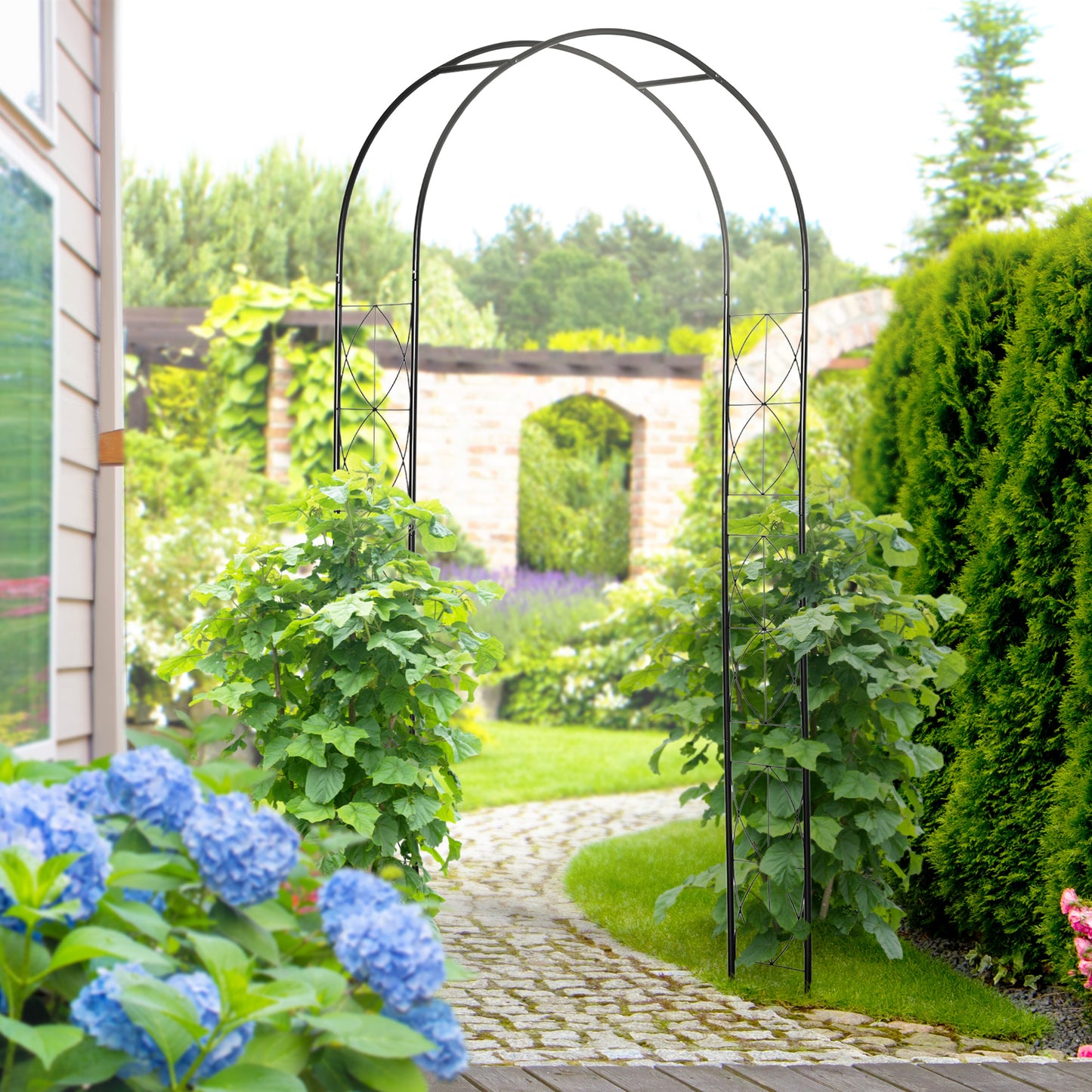Vintage Style Steel Garden Patio Outdoor Arbor & Trellis Arch