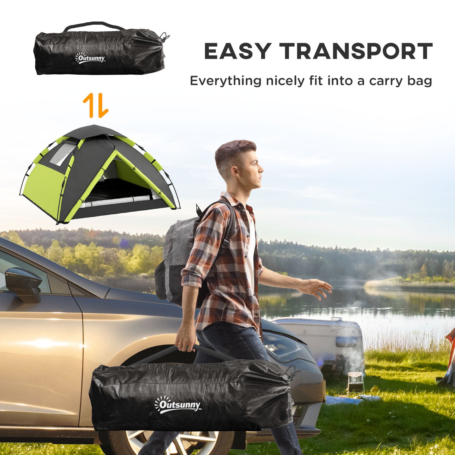 Two-Man One Room Camping Tent, with Accessories