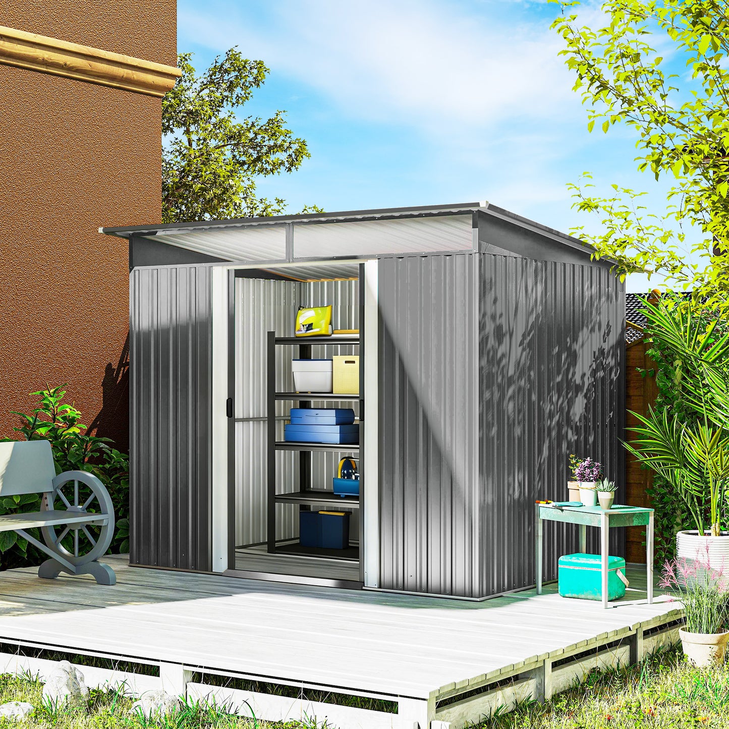 9ft x 6.5ft Garden Storage Shed with Top Window