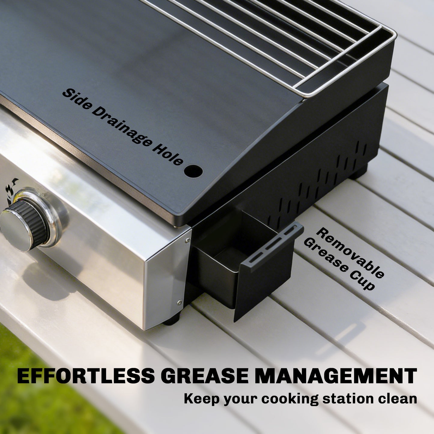 2 Burner Grill Griddle, Portable Gas Plancha with Warming Rack, 5 kW