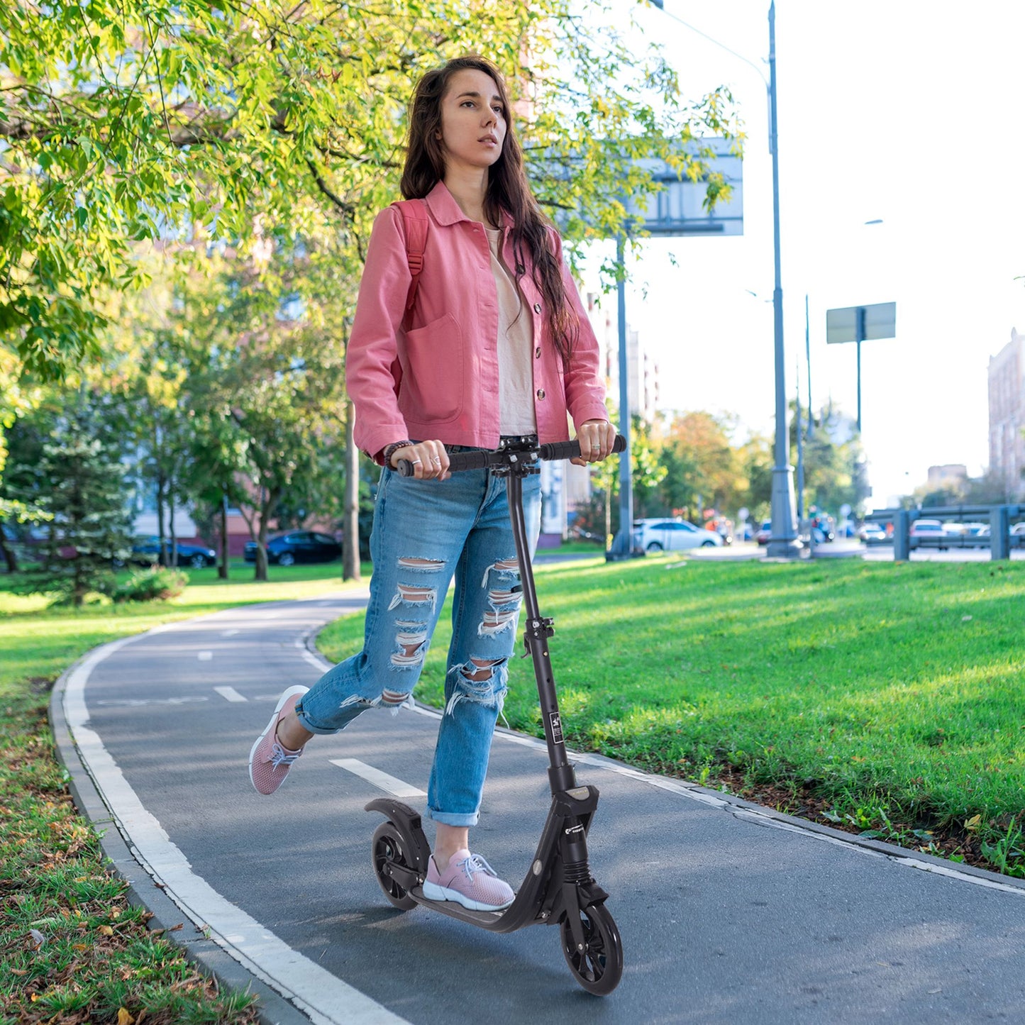 Folding Kick Scooter Hight-Adjustable Urban Scooter w/ Rear Brake