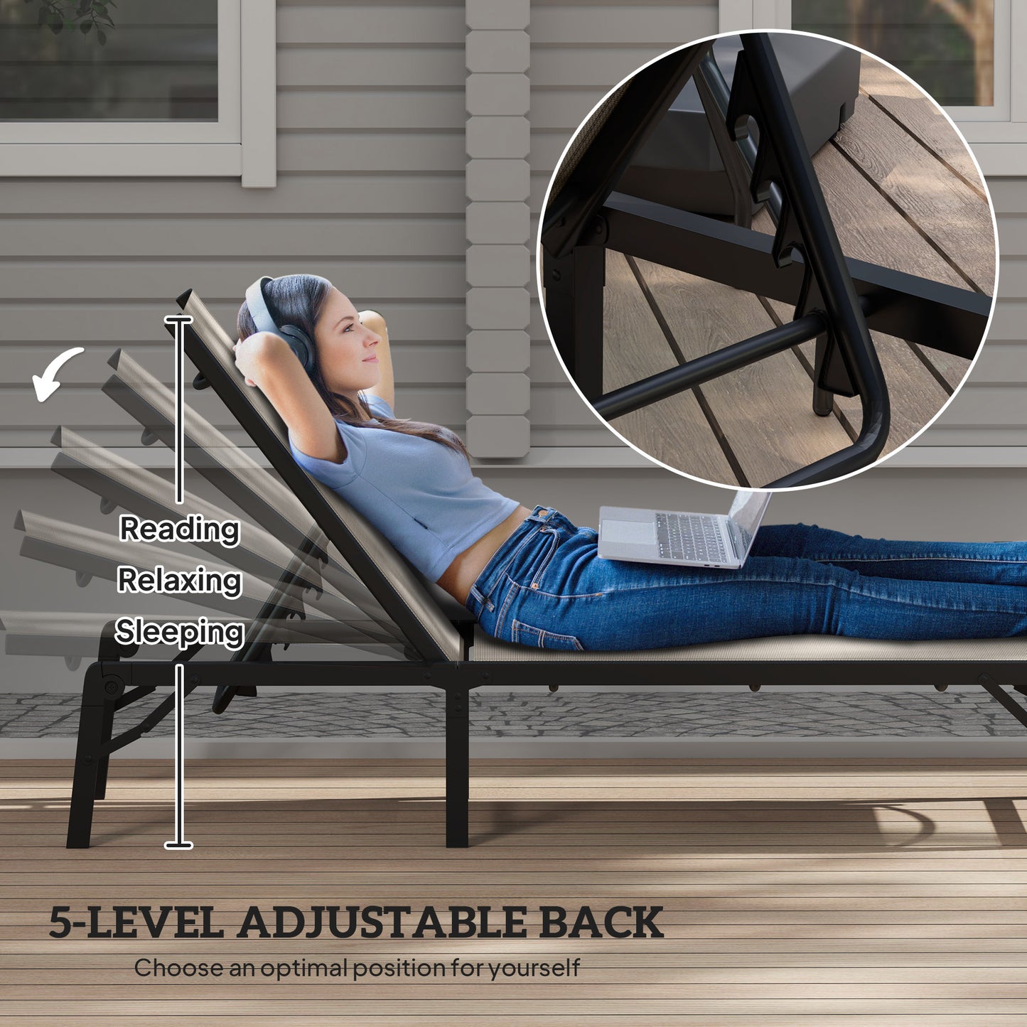 Folding Sun Lounger Set of 2