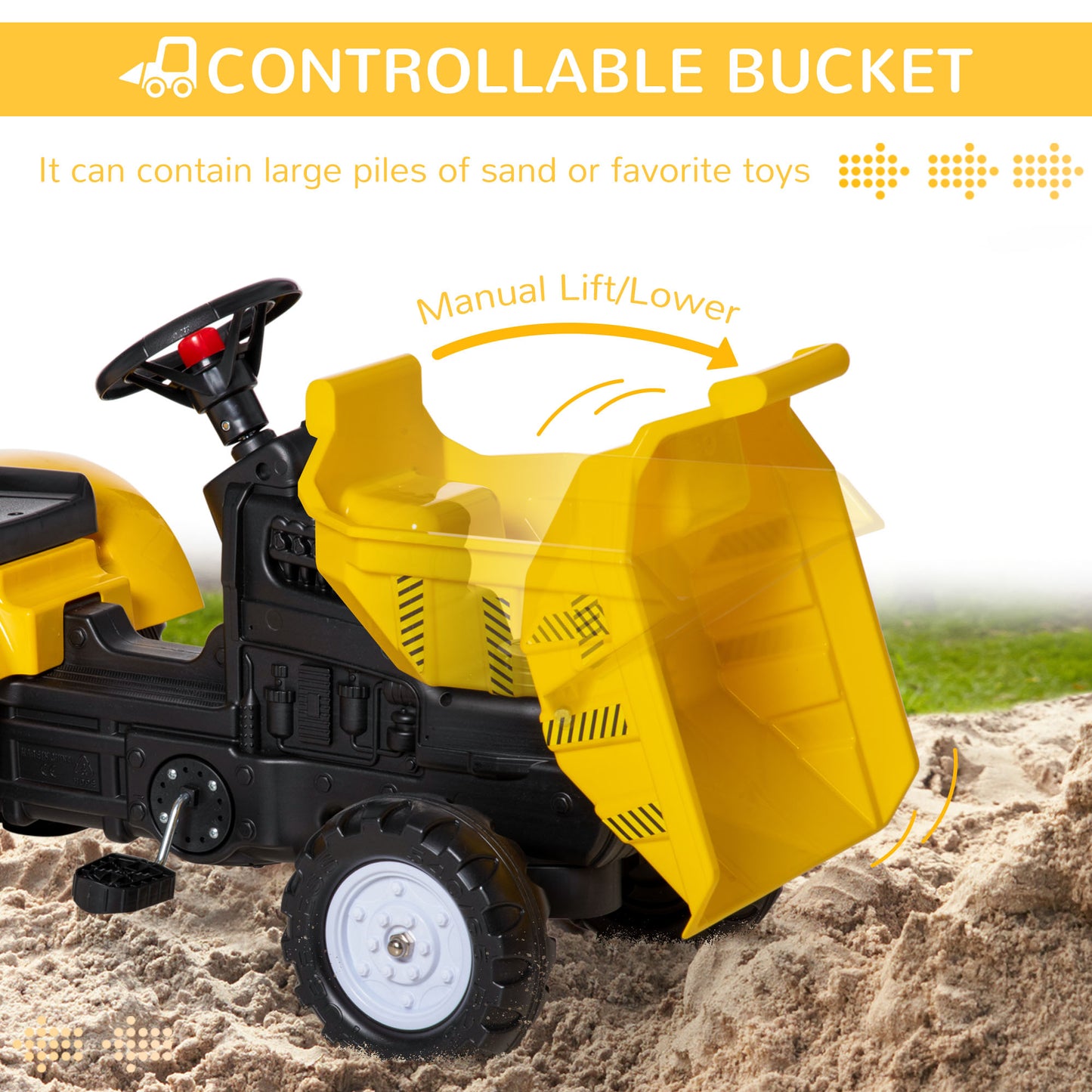 Kids Ride on Tractor No Power Pedal Go Kart