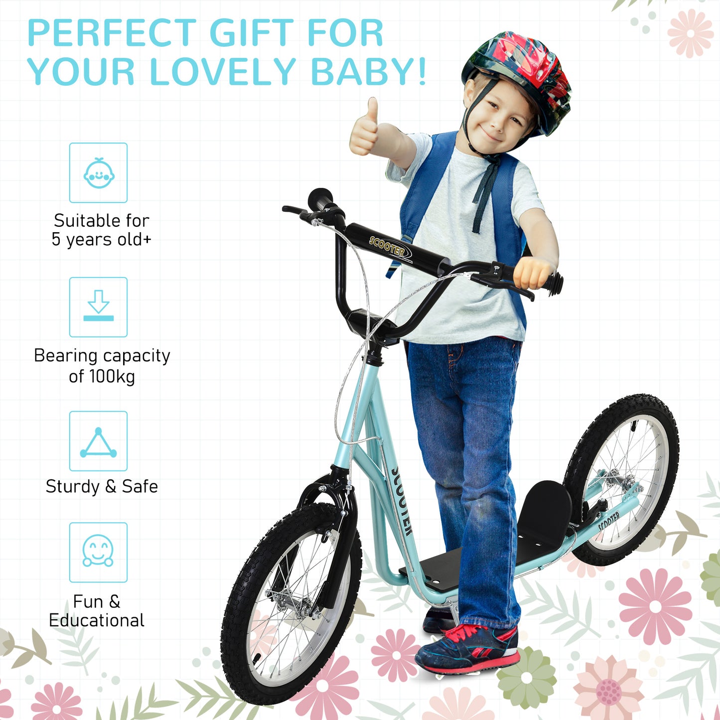 Kick Scooters for Kids with Adjustable Height, Anti-Slip Deck