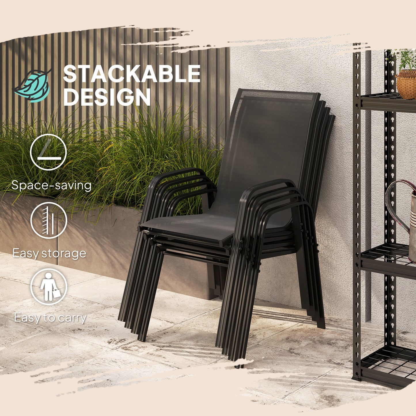 Set of Four Stackable Mesh Seat Chairs (3)