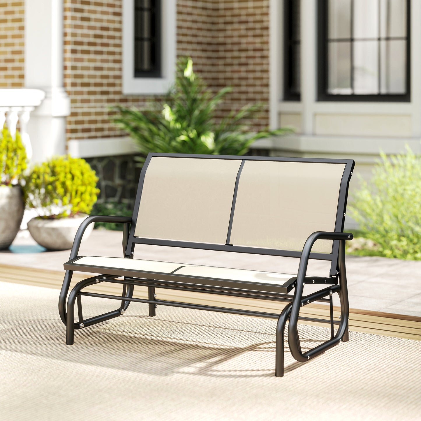 2-Person Outdoor Glider Bench Patio Double Swing Gliding Chair (1)