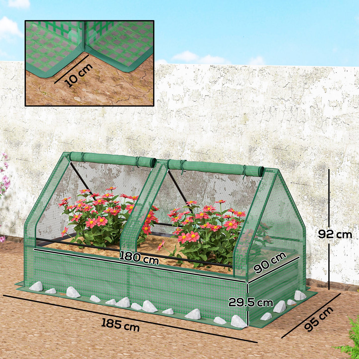 Metal Planter Box with Cover, Raised Garden Bed with Greenhouse