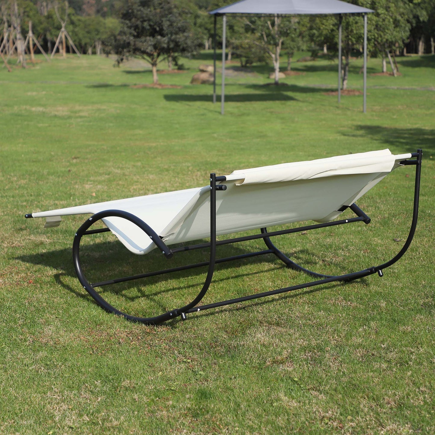 Double Sun Lounger, Rocking Lounger Sunbed Daybed with Armrest
