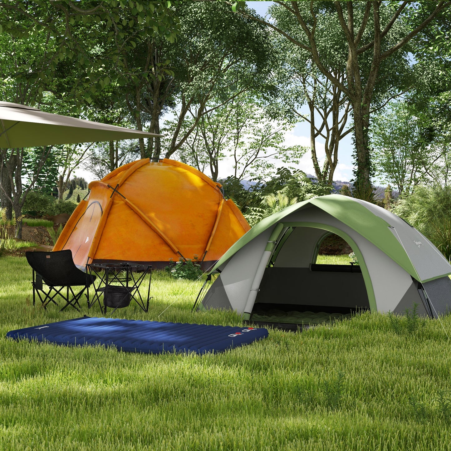 Camping Tent with Inflatable Mattress and Camping Table&Chair