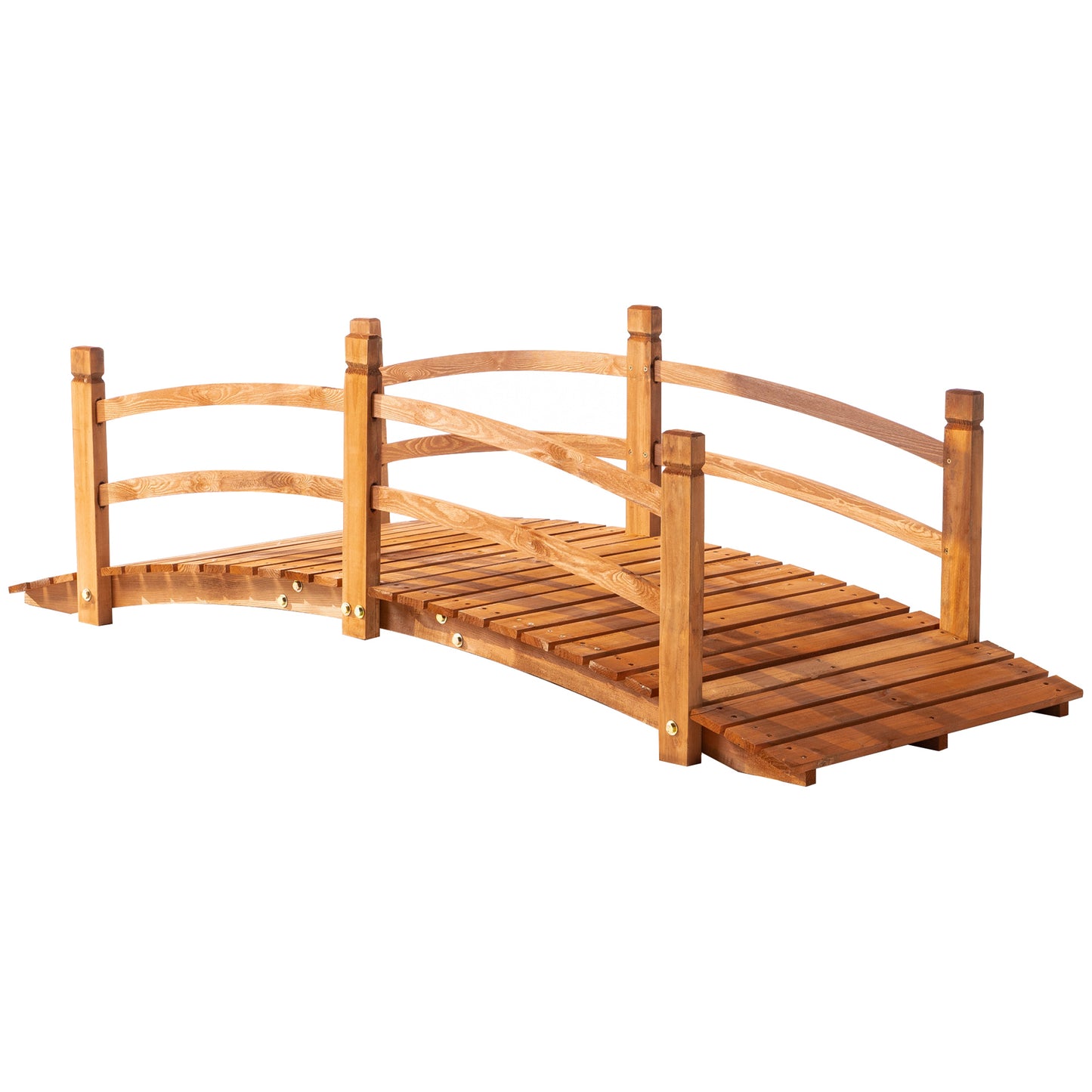 6FT Wooden Garden Bridge with Safety Railings