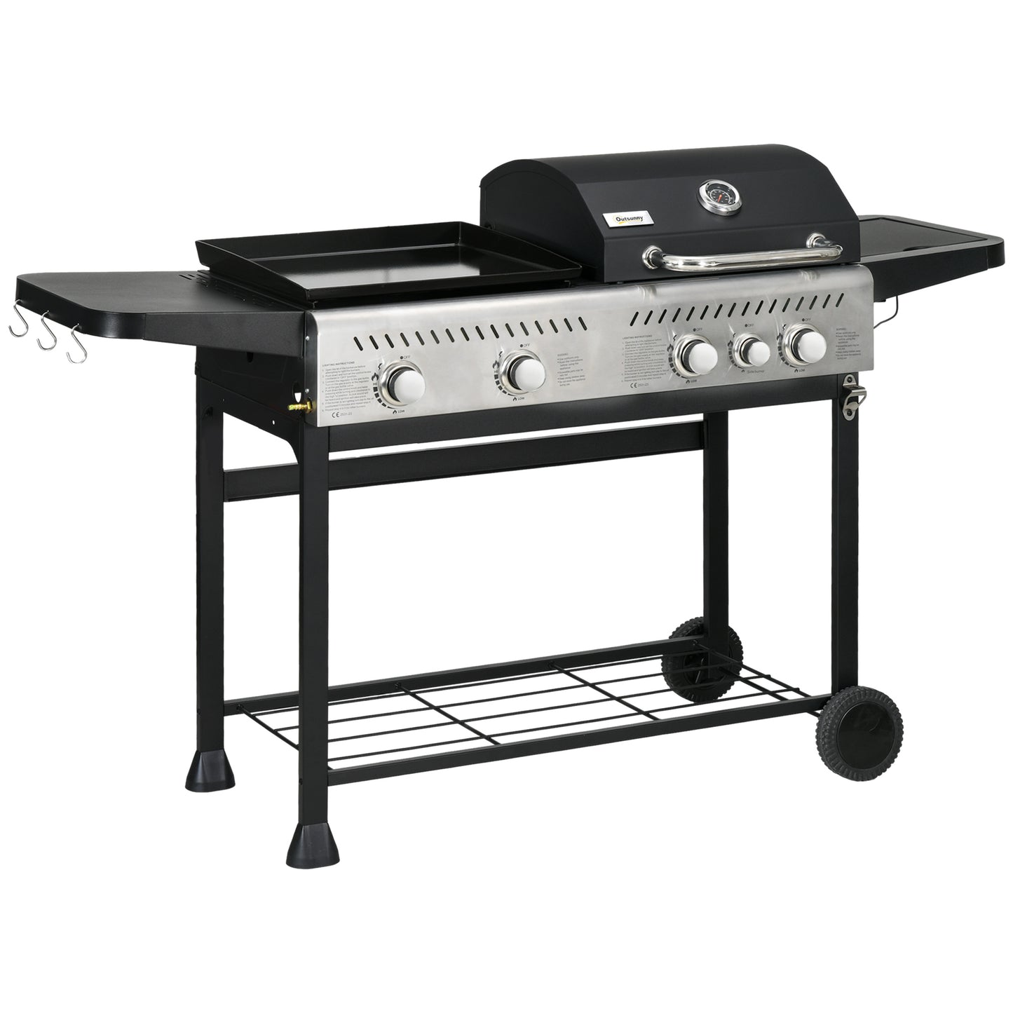 12kW Deluxe Duo Gas BBQ, with Grill, Plancha and Side Burner
