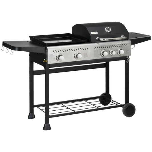 12kW Deluxe Duo Gas BBQ, with Grill, Plancha and Side Burner