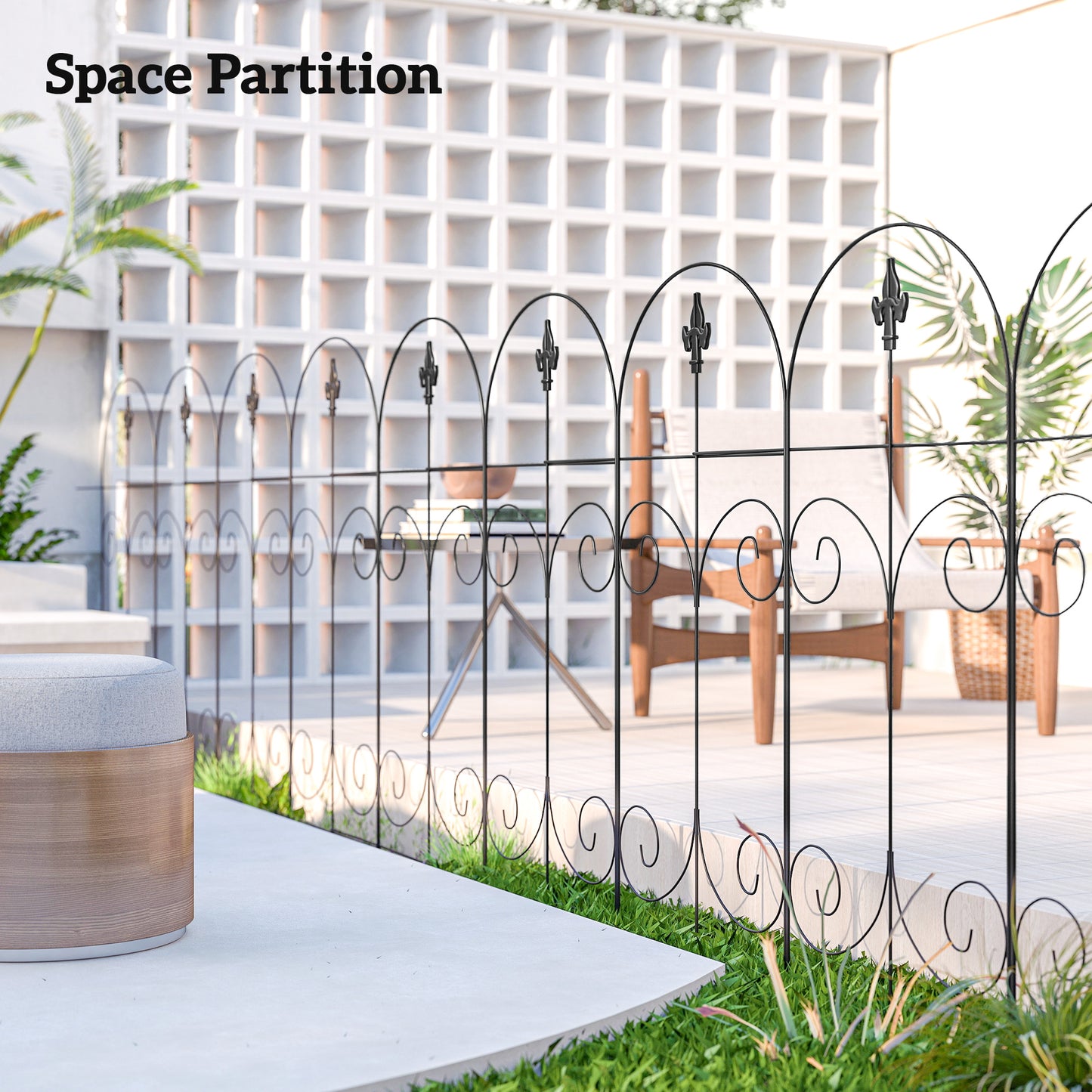 Decorative Garden Fencing, 8PCs 44in x 12.5ft Outdoor Picket Fence