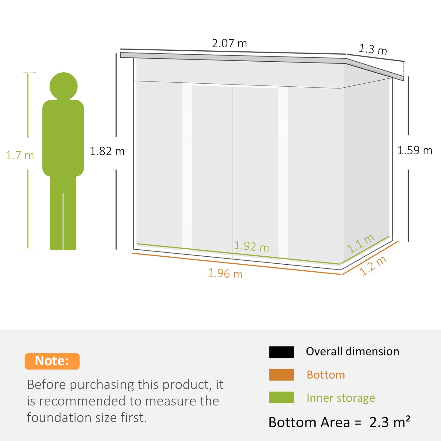 7 x 4ft Outdoor Garden Metal Storage Shed
