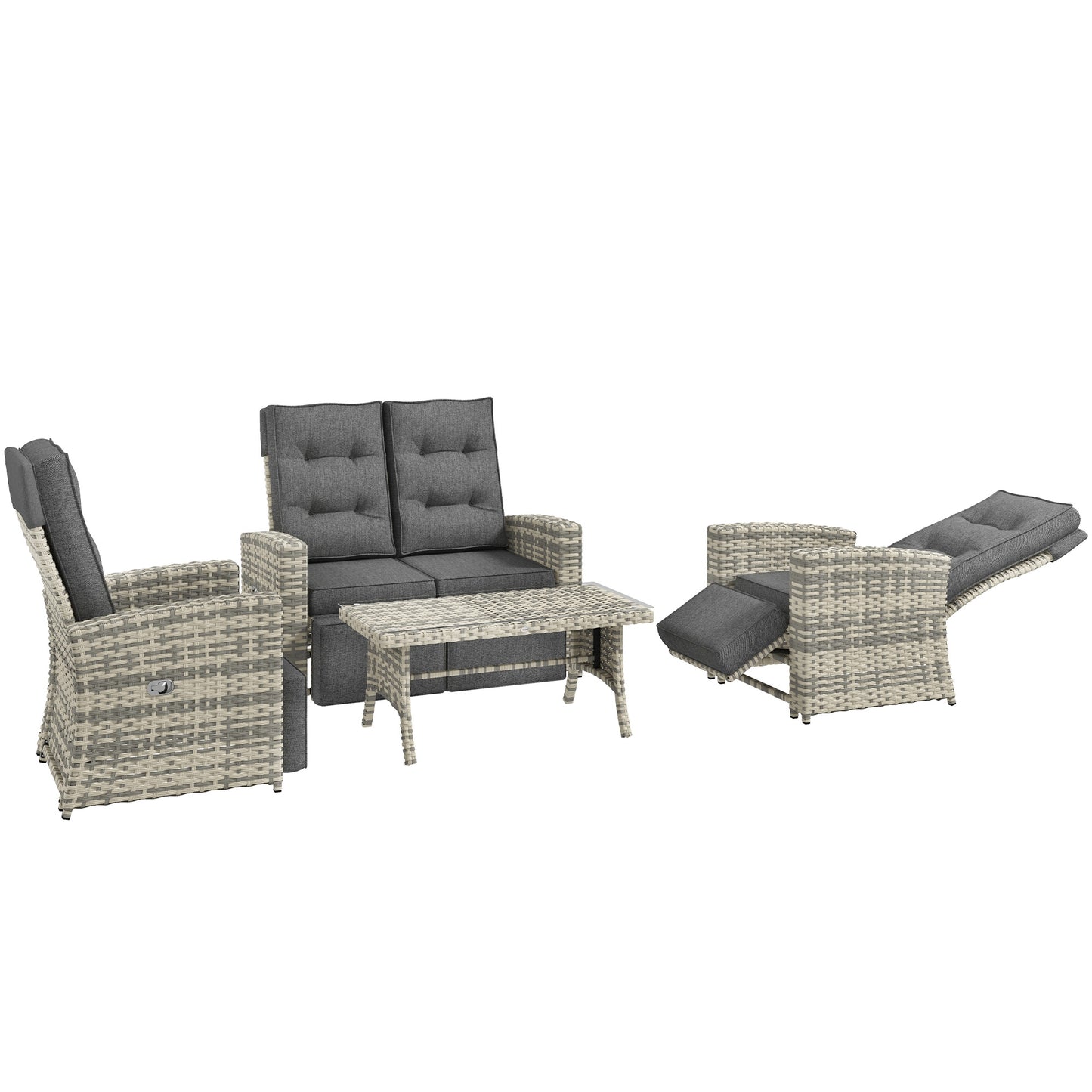 4 Piece Rattan Garden Furniture Set Outdoor Sofa Sectional Set