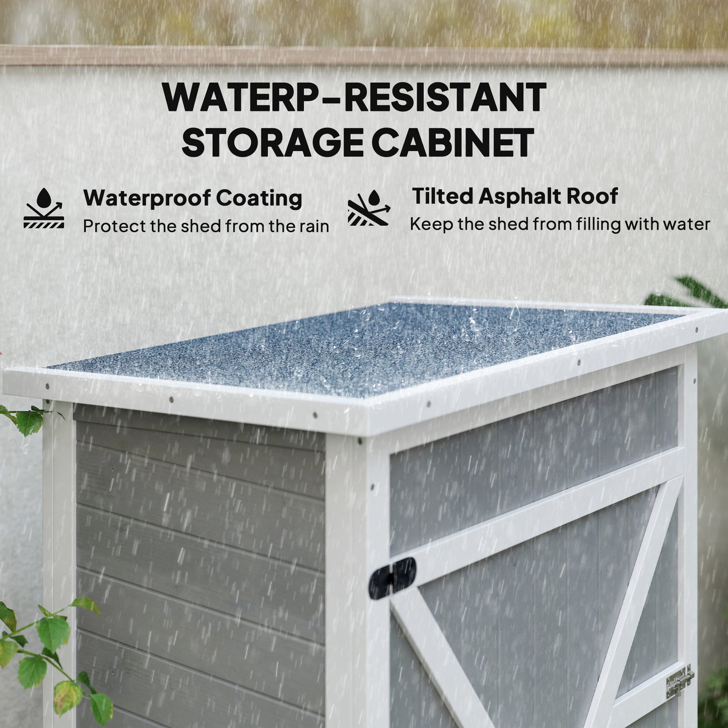 Wooden Small Shed, Garden Storage Shed with Shelves and Bolt Latch