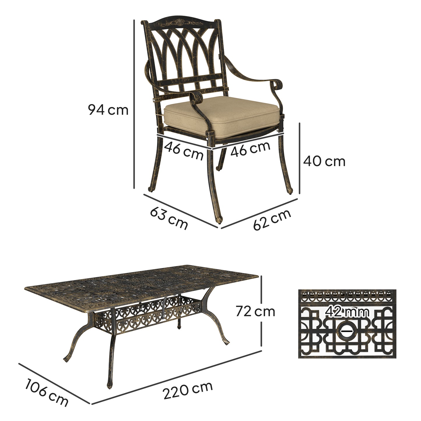 Nine-Piece Cast Aluminium Garden Dining Set
