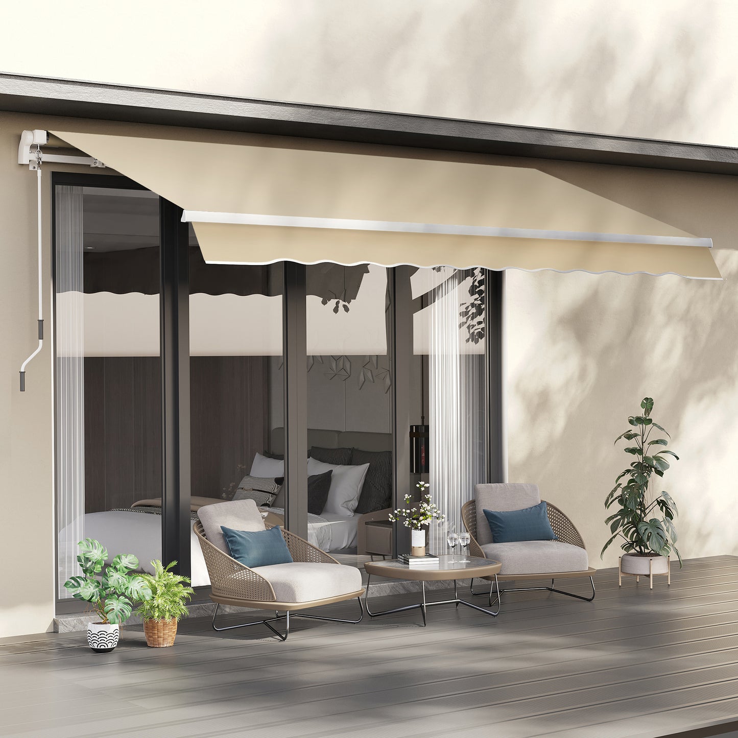 3.5M x 2.5M Manual Awning Canopy Retractable Sun Shade Shelter