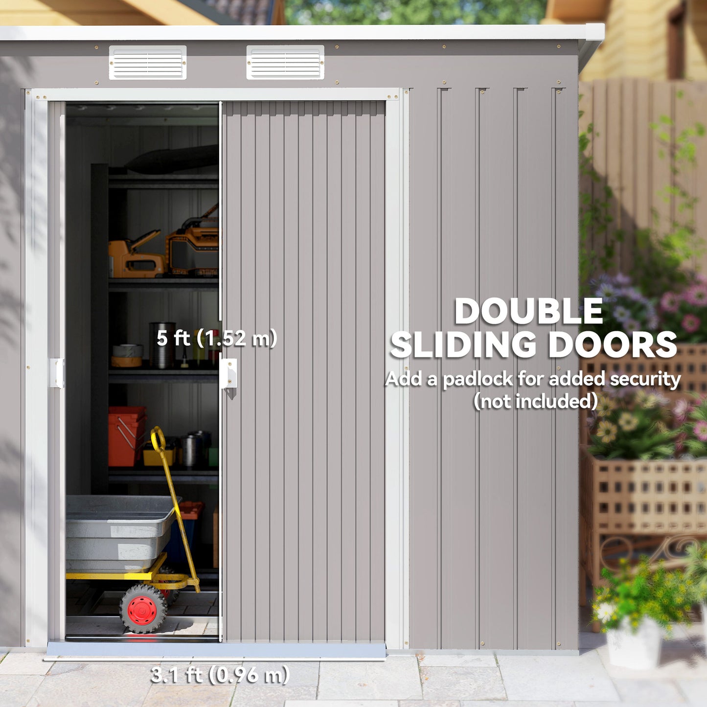 7 x 4ft Galvanised Steel Garden Shed, with Foundation Kit