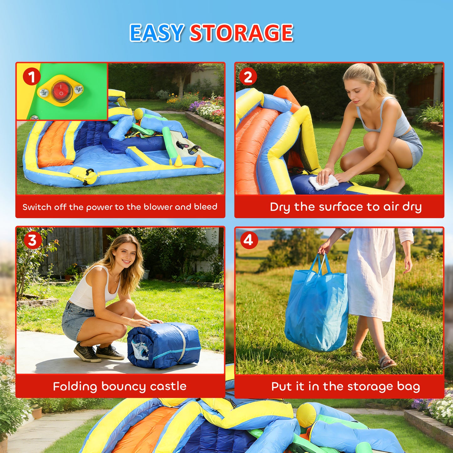 8 in 1 Bouncy Castle for Kids, Inflatable Bounce House with Slide
