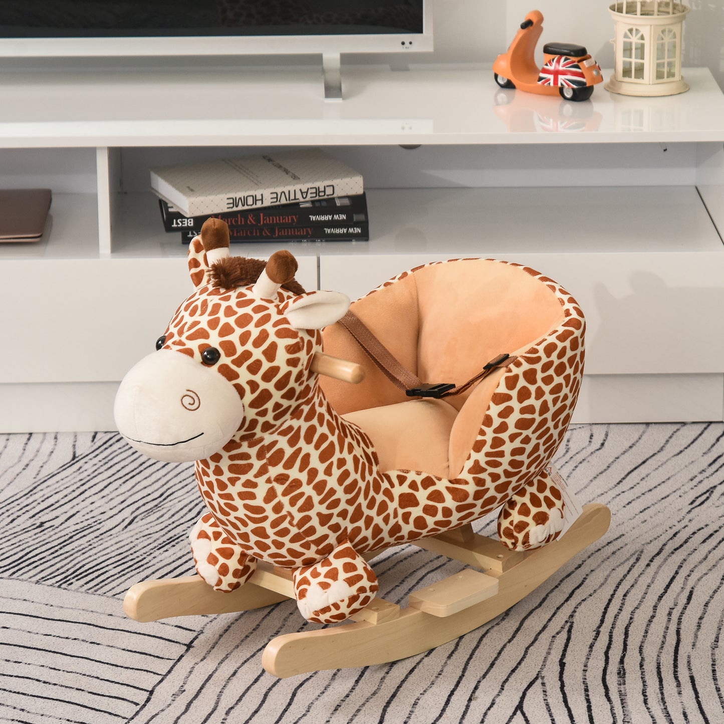 Children Kids Rocking Horse Toys Giraffe Seat Belt Toddlers Baby