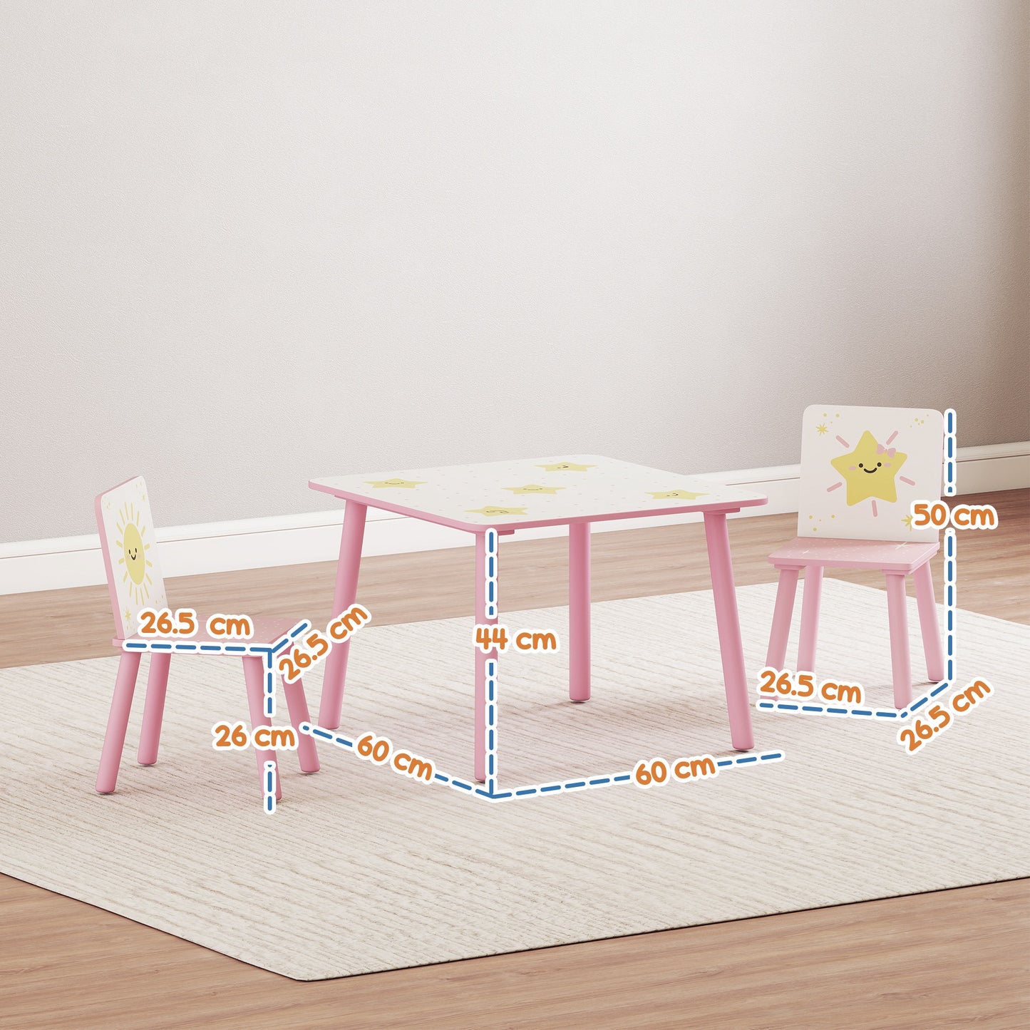 3-Piece Toddler Table and Chair Set