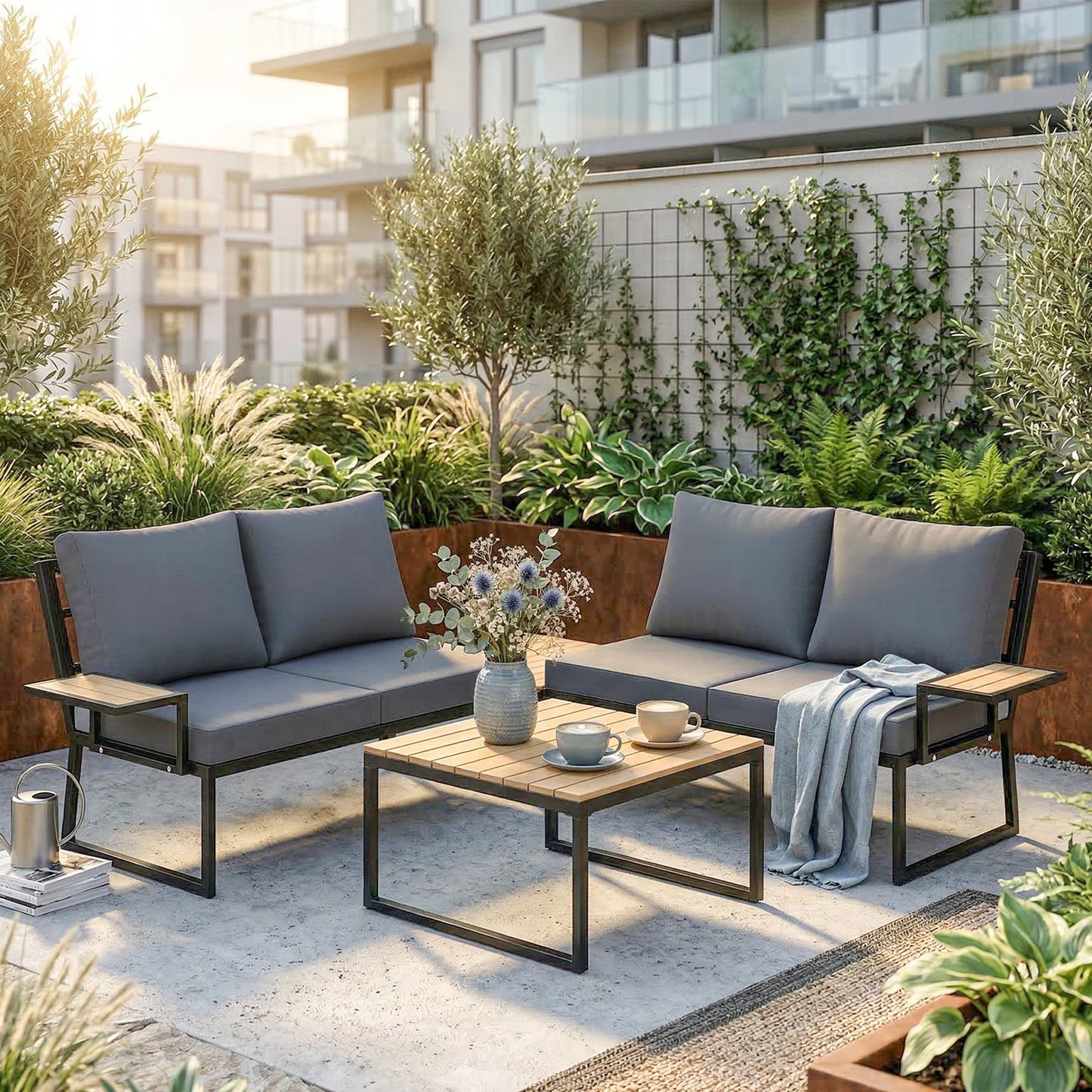 4 Seater Metal Garden Furniture Set
