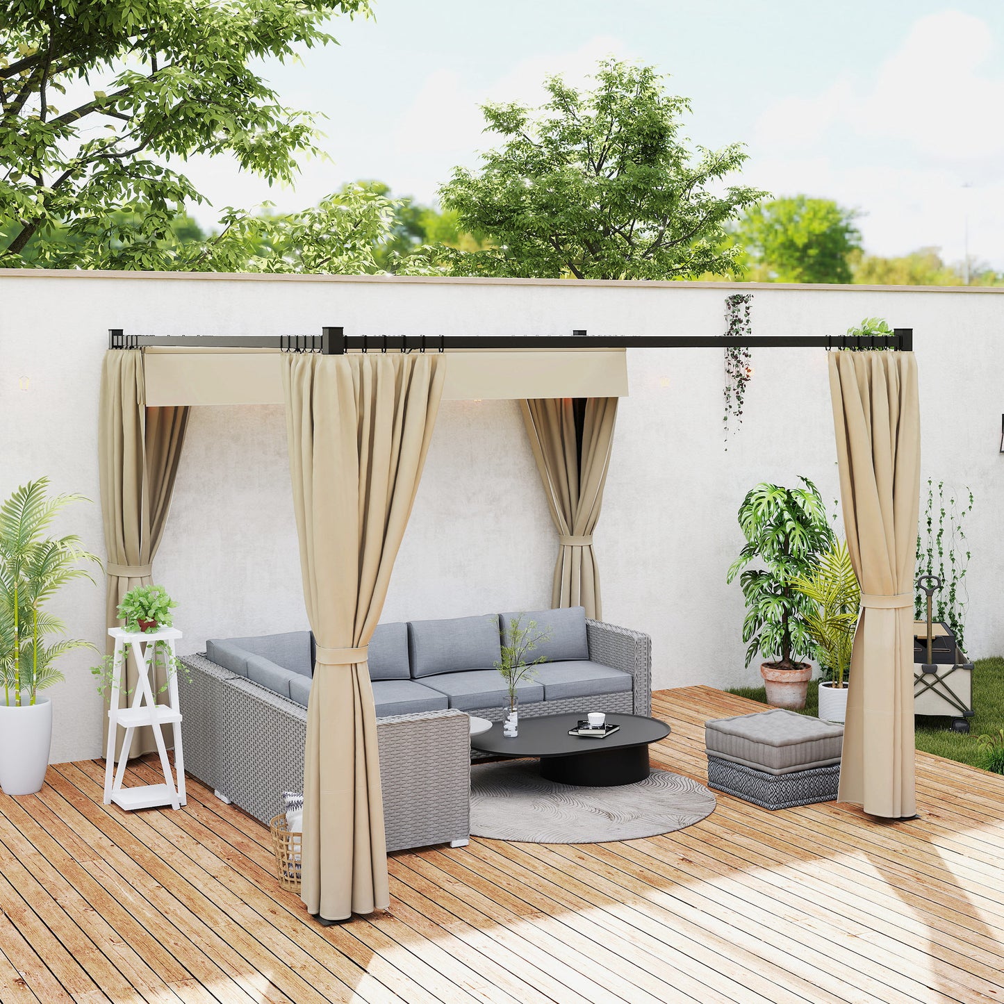 3 x 3m Retractable Roof Pergola, with Curtains