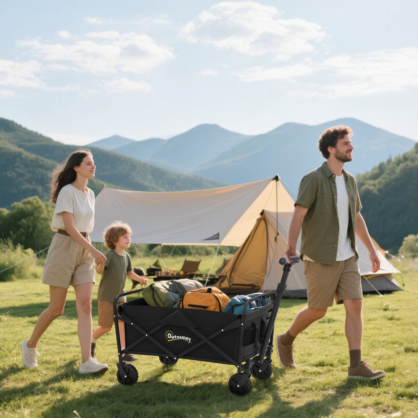 62L Festival Trolley on Wheels, Garden Folding Trolley Cart